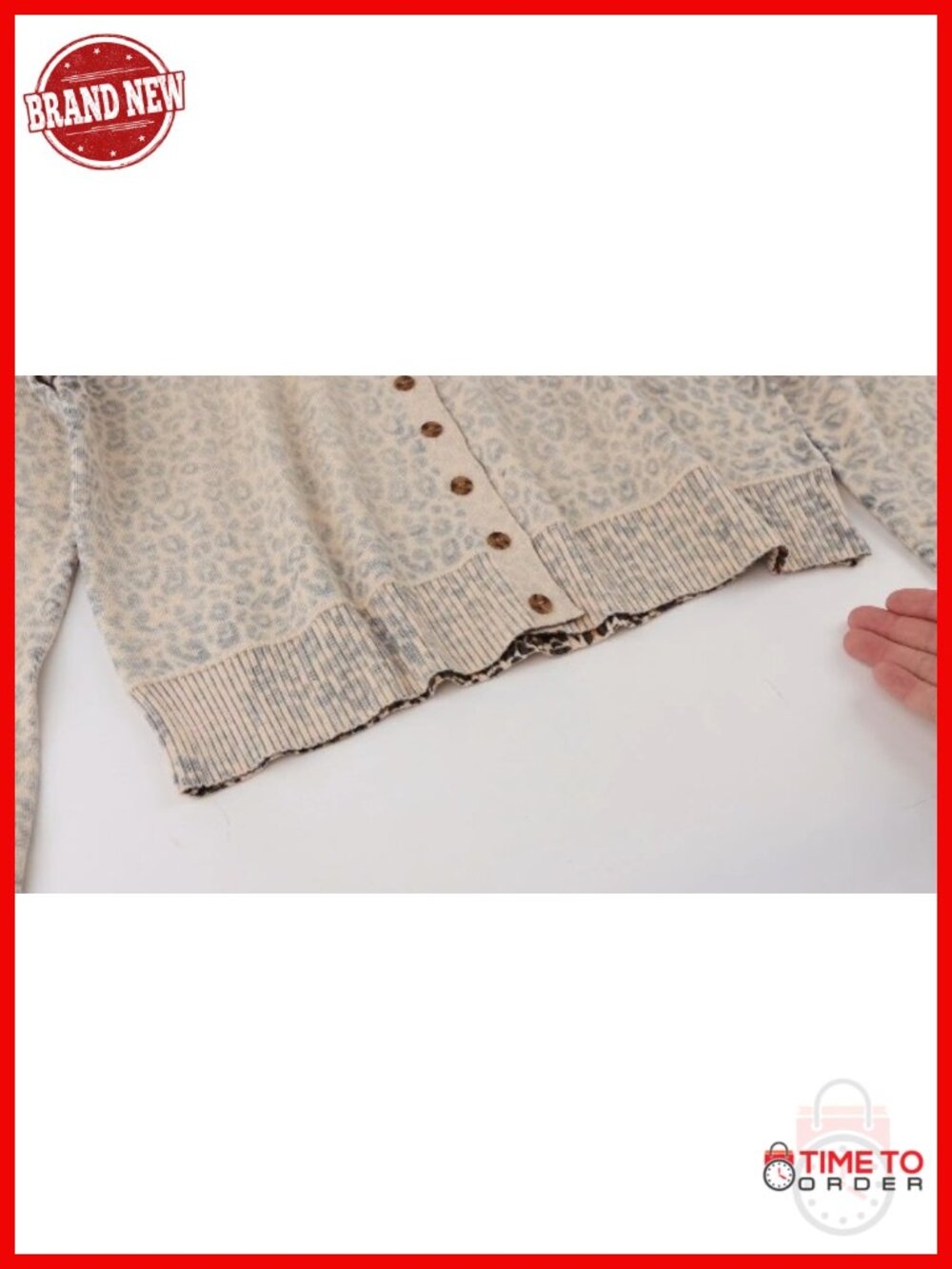 Leopard Print Button Up Cropped Cardigan Sweater Long Sleeve Crew Neck Ultra - Picture 5 of 6